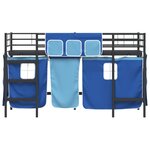 vidaXL Cadre de Lit Mezzanine pour Enfants avec Rideaux Noir et Bleu