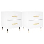 vidaXL Tables de chevet 2 Pièces blanc 40x35x47 5 cm bois d’ingénierie