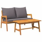 vidaXL Ensemble bistrot avec coussin 2 Pièces Marron Bois d'acacia massif