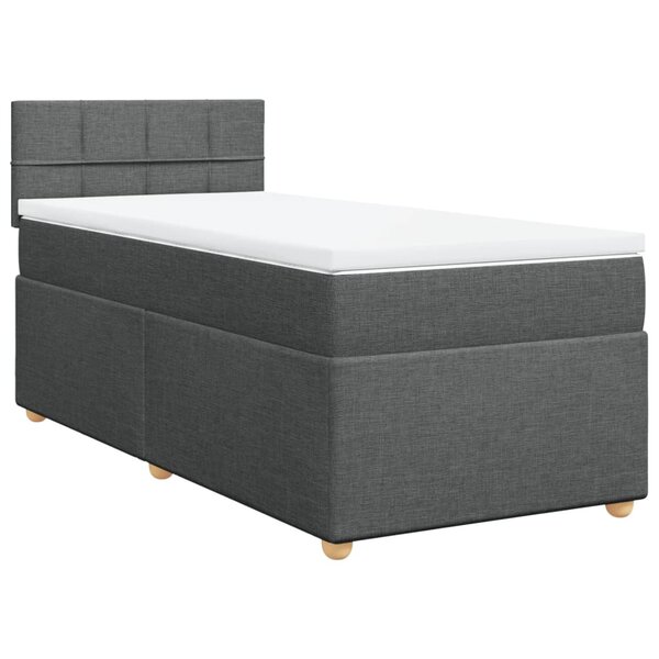 vidaXL Sommier à lattes de lit avec matelas Gris foncé 90x200 cm Tissu