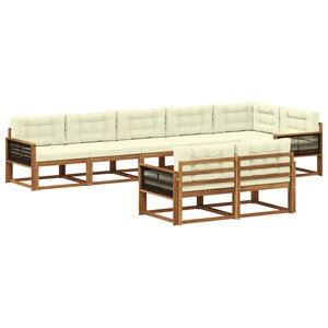 vidaXL Ensemble de canapés d'extérieur 8 pc Naturel et Crème