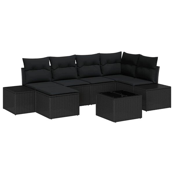 vidaXL Ensemble de canapé de jardin avec coussin 6 Pièces Noir polyrotin