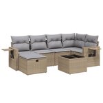 vidaXL Salon de jardin avec coussins 7Pièces mélange beige résine tressée