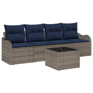 vidaXL Ensemble de canapé de jardin 5 Pièces Gris polyrotin