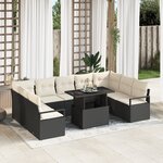 vidaXL Ensemble de canapé de jardin 10 pièces avec coussins Rattan poly noir