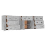 vidaXL Buffets 3 Pièces gris béton bois d'ingénierie