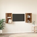 vidaXL Meuble TV mural 2 Pièces Bois ancien 37 x 37 x 72 cm