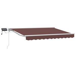 vidaXL Cadre de store manuel avec LEDs Marron et blanc 2 5 x 2 m