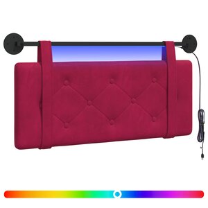 vidaXL Tête de lit suspendue Avec lumière LED Bordeaux Velours