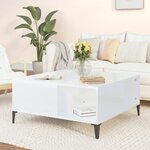 vidaXL Table basse blanc brillant 80x80x36 5 cm bois d'ingénierie