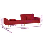 vidaXL Canapé-lit à 2 places avec deux oreillers rouge bordeaux tissu