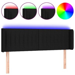 vidaXL Tête de lit à LED Noir 147x16x78/88 cm Tissu