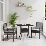 vidaXL Ensemble de salle à manger pour jardin 3 Pièces Noir Poly rotin