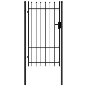 vidaXL Portillon simple porte avec dessus à pointe Acier 1x1 75 m Noir
