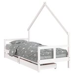 vidaXL Cadre de lit enfant tiroirs blanc 80x200 cm bois de pin massif