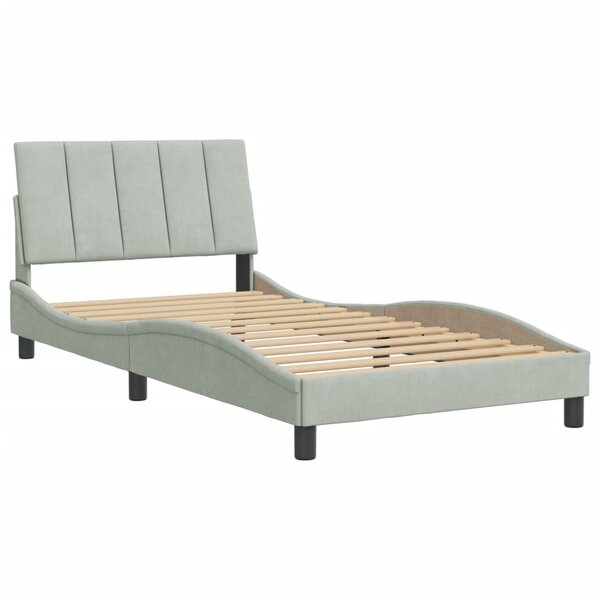 vidaXL Cadre de lit avec tête de lit Gris clair 100x200 cm Velours