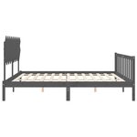 vidaXL Cadre de lit avec tête de lit gris 200x200 cm bois massif