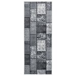 vidaXL Tapis BCF Gris avec motif de blocs 100x200 cm