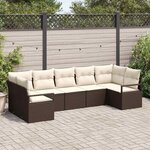 vidaXL Ensemble de canapé de jardin 7 Pièces Marron Poly rotin