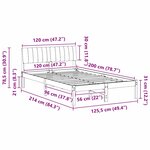 vidaXL Cadre de lit Marron et taupe 120 x 200 cm Bois massif en pin