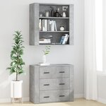 vidaXL Buffet haut Gris béton Bois d'ingénierie