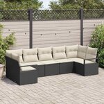 vidaXL Ensemble de canapé de jardin avec coussin 7 Pièces Noir et Crème