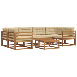 vidaXL Ensemble de canapés d'extérieur 7 Pièces Naturel et Beige