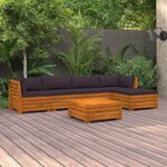 vidaXL Salon de jardin 6 Pièces avec coussins Bois d'acacia solide
