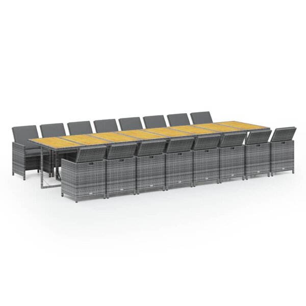 vidaXL Ensemble à manger de jardin 17 Pièces et coussins résine tressée