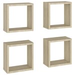 vidaXL Étagères cube murales 4 Pièces Chêne sonoma 30x15x30 cm