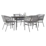 vidaXL Ensemble à manger jardin coussins 5 Pièces gris poly rotin verre
