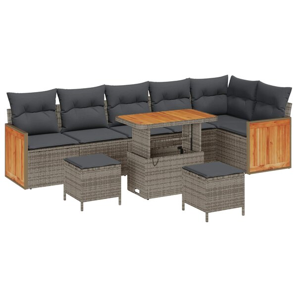 vidaXL Ensemble de canapé de jardin avec coussin 9 Pièces Gris