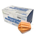 Lot de 50 Masques chirurgicaux Orange - Qualité médicale ISO 9001 & 13485