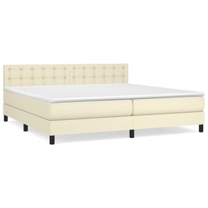 vidaXL Sommier à lattes de lit avec matelas Crème 200x200cm Similicuir