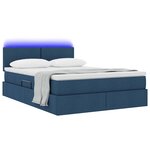 vidaXL Lit avec rangement et LED Bleu 140 x 190 cm Polyester