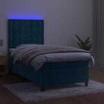 vidaXL Sommier à lattes de lit et matelas et LED Bleu foncé 90x190 cm