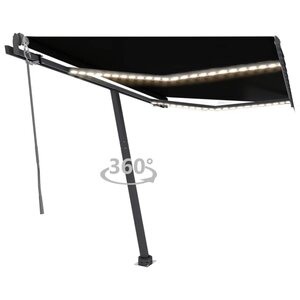 vidaXL Auvent automatique capteur de vent et LED 300x250 cm Anthracite