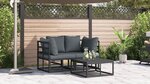 vidaXL Ensemble de canapé de jardin 3 Pièces Noir 70 x 70 x 32 cm