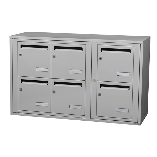 Bloc collectif Leabox 3x2 grade 3 simple face intérieur fixation murale gris clair ral 7035 finition brillante