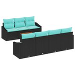 vidaXL Ensemble de canapé de jardin avec coussin 8 Pièces Noir polyrotin