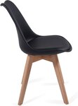 Lot de 2 chaises de salle à manger scandinaves assise rembourré pieds en bois hêtre rétro chaise pour salon chambre cuisine bureau noir 01_0000540