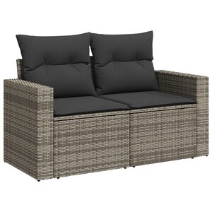Ensemble de canapé de jardin de 10 pièces avec coussins Gris Résine Tressée Acacia