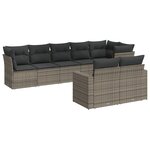 vidaXL Salon de jardin 8 Pièces avec coussins gris résine tressée