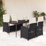 vidaXL Ensemble à manger de jardin coussins 5Pièces Noir Résine tressée