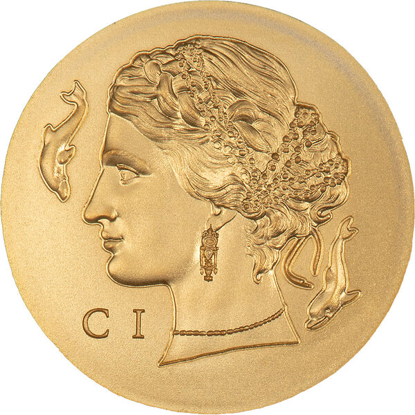 Monnaie en or 5 dollars g 0.5 millésime 2023 numismatic icons arethusa
