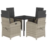 vidaXL Ensemble à manger de jardin et coussins 5 Pièces gris clair rotin