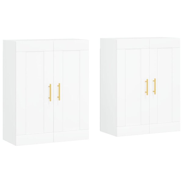 vidaXL Armoires murales 2 Pièces blanc bois d'ingénierie