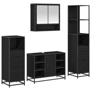 vidaXL Ensemble de mobilier de salle de bain 4 Pièces Chêne noir