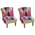 vidaXL Chaises en style français lot de 2 avec design patchwork tissu