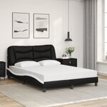 vidaXL Lit avec matelas Hvar noir et blanc 120x200 cm similicuir